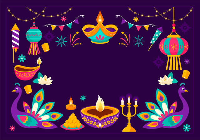 Festival de luces de Diwali  Ilustración