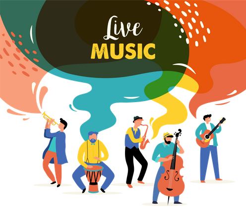 Festival de música ao vivo, jazz e rock  Ilustração