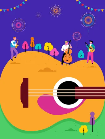 Festival de música ao vivo, jazz e rock  Ilustração