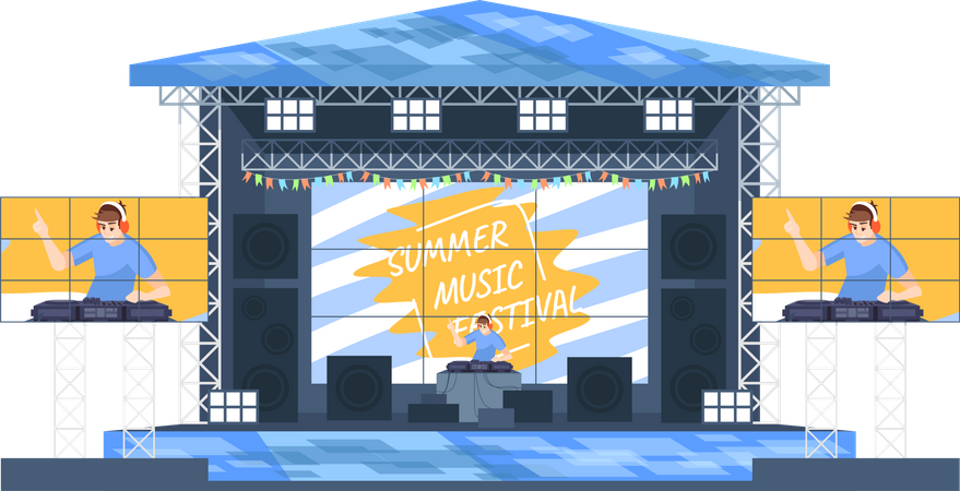 Festival de música de DJ de verão  Ilustração