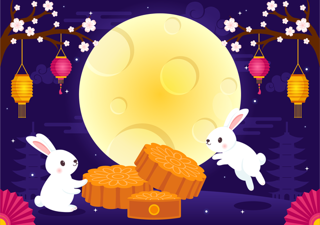 Festival du gâteau de lune  Illustration