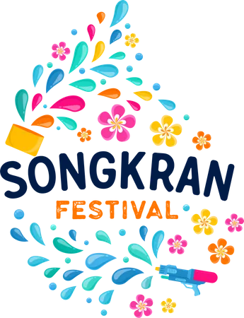 Songkran Festival Del Agua En Tailandia Fiesta Nacional Del Ano Nuevo Tailandes Plantilla De Fondo Y Banner Vectorial Colorido Ilustración