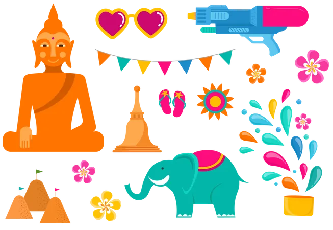 Festival Songkran  Ilustração