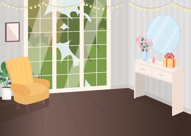 Festive decorated room  Illustration