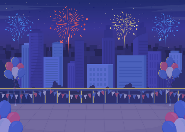 Festive decoration in town for Independence day Illustration
