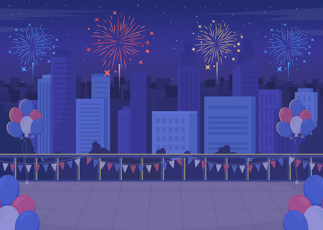 Festive decoration in town for Independence day  Illustration