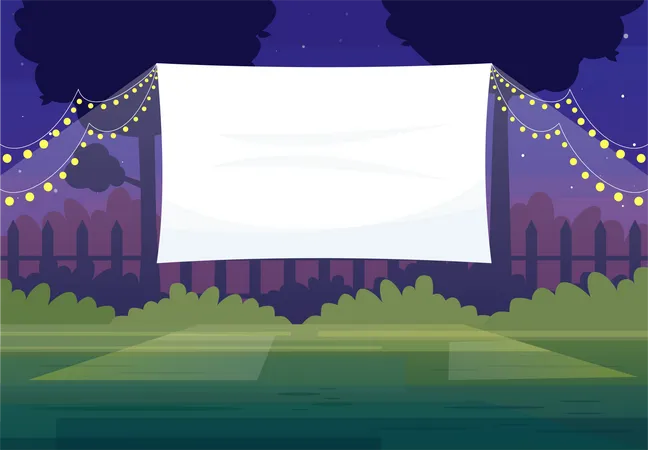 Festive outdoor cinema screen Illustration