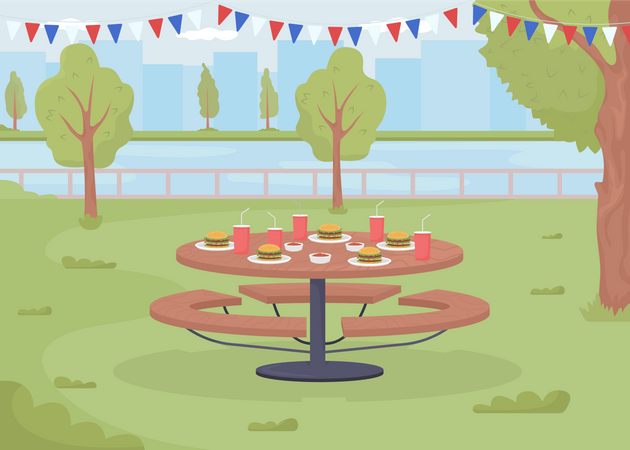 Festive picnic in city park Illustration