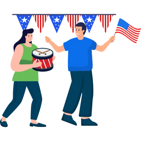 Festivités patriotiques commémorant le jour de l'indépendance américaine  Illustration