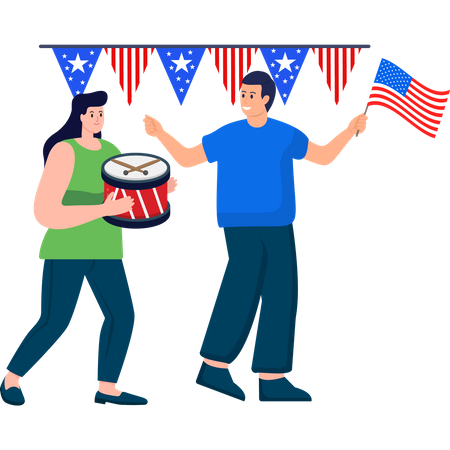 Festivités patriotiques commémorant le jour de l'indépendance américaine  Illustration