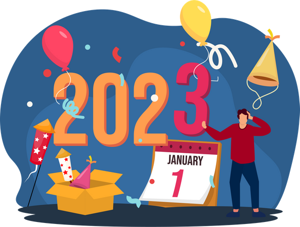 Célébration de fête pour le nouvel an 2023  Illustration