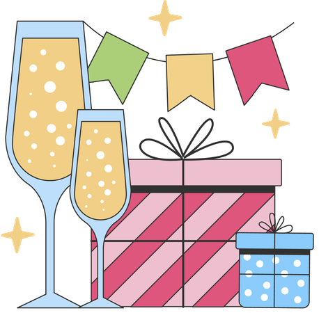 Célébration de fête et cadeaux  Illustration