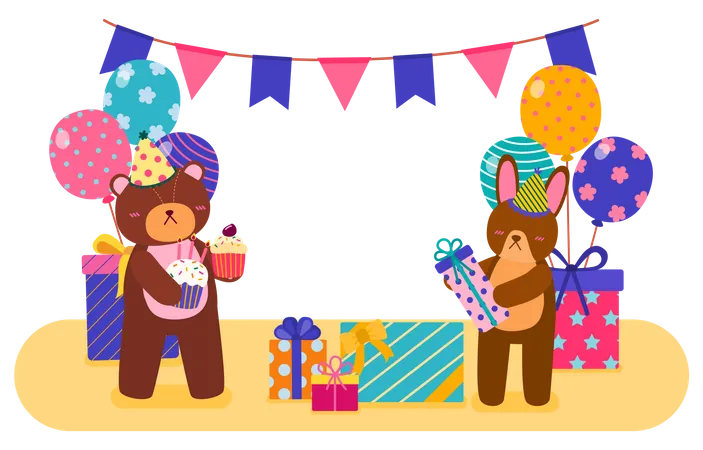 Fête d'anniversaire des animaux  Illustration