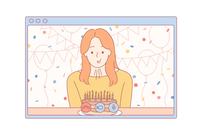 Fête d'anniversaire en ligne  Illustration