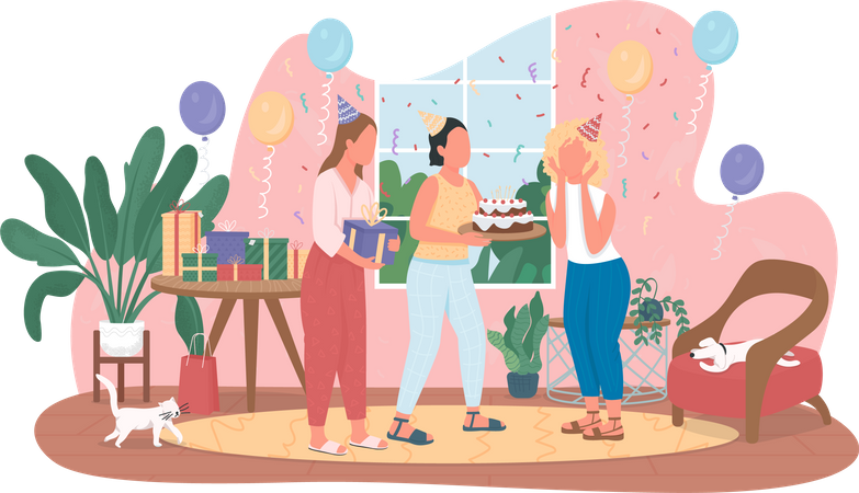 Fête d'anniversaire surprise  Illustration