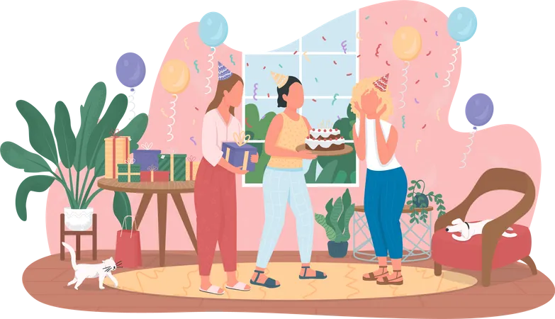 Fête d'anniversaire surprise  Illustration