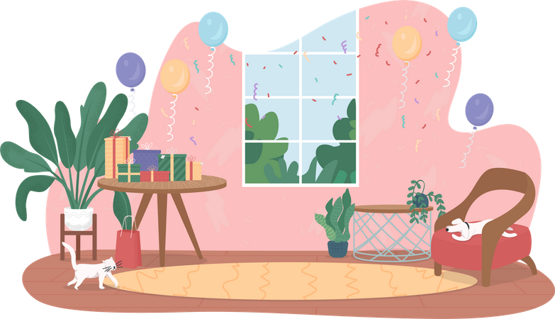 Fête d'anniversaire à la maison  Illustration