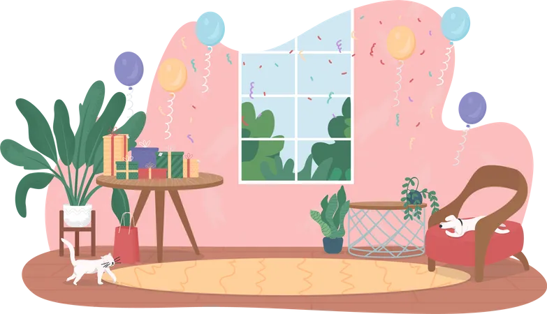 Fête d'anniversaire à la maison  Illustration