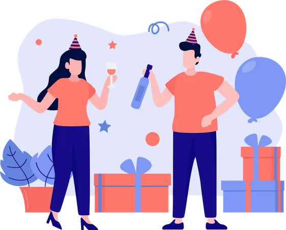 Célébration d'une fête d'anniversaire  Illustration