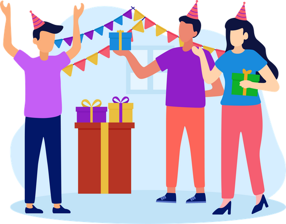 Célébration d'une fête d'anniversaire  Illustration