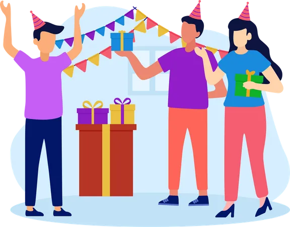 Célébration d'une fête d'anniversaire  Illustration