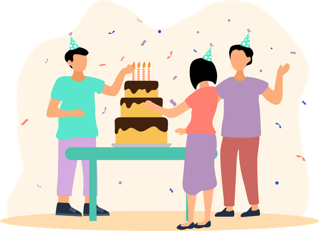 Célébration d'une fête d'anniversaire  Illustration