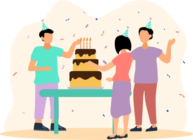 Célébration d'une fête d'anniversaire  Illustration