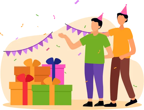 Célébration d'une fête d'anniversaire  Illustration