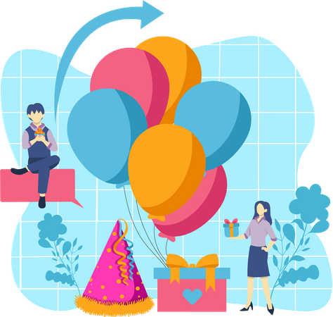 Célébration d'une fête d'anniversaire  Illustration