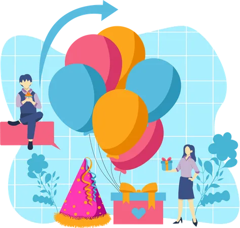 Célébration d'une fête d'anniversaire  Illustration