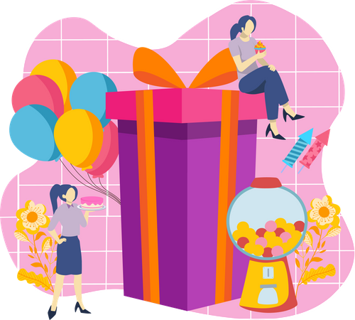 Célébration d'une fête d'anniversaire  Illustration