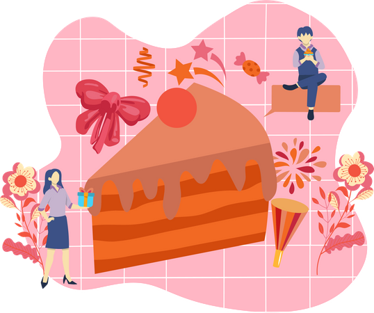 Célébration d'une fête d'anniversaire  Illustration