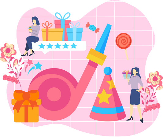 Célébration d'une fête d'anniversaire  Illustration