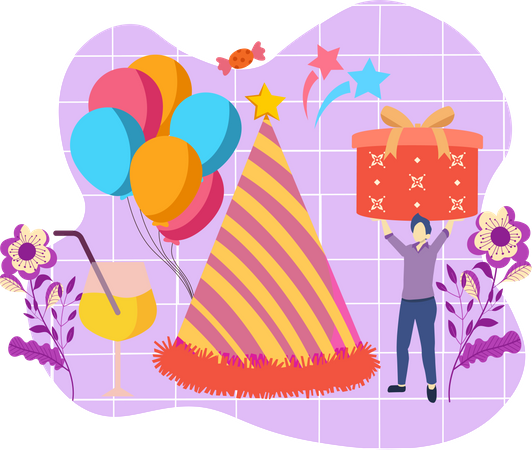 Célébration d'une fête d'anniversaire  Illustration