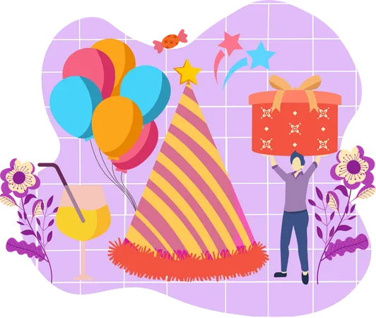 Célébration d'une fête d'anniversaire  Illustration