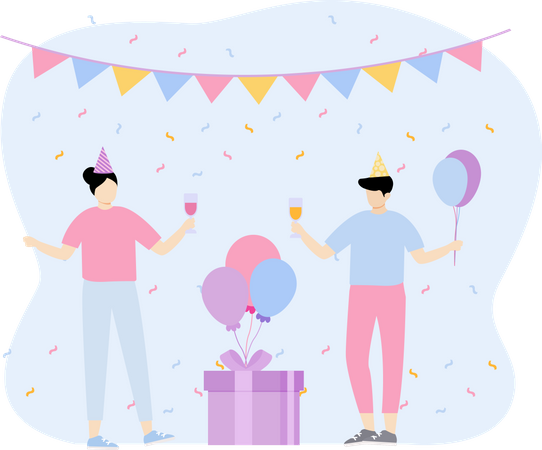 Célébration d'une fête d'anniversaire  Illustration