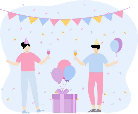 Célébration d'une fête d'anniversaire  Illustration