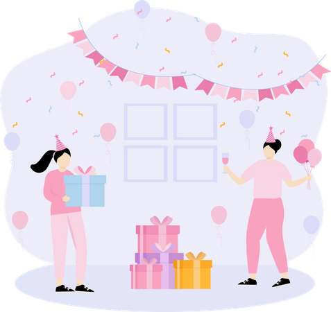 Célébration d'une fête d'anniversaire  Illustration