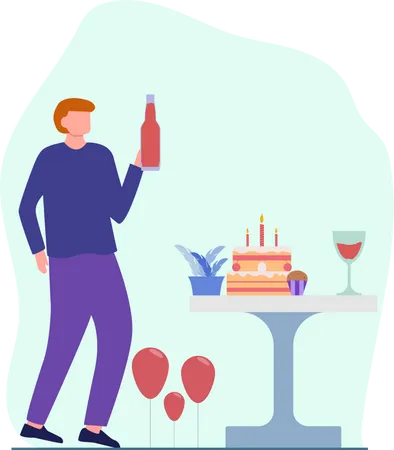 Célébration d'une fête d'anniversaire  Illustration