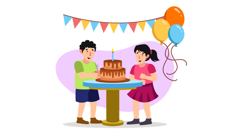 Célébration d'une fête d'anniversaire  Illustration