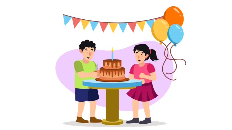 Célébration d'une fête d'anniversaire  Illustration