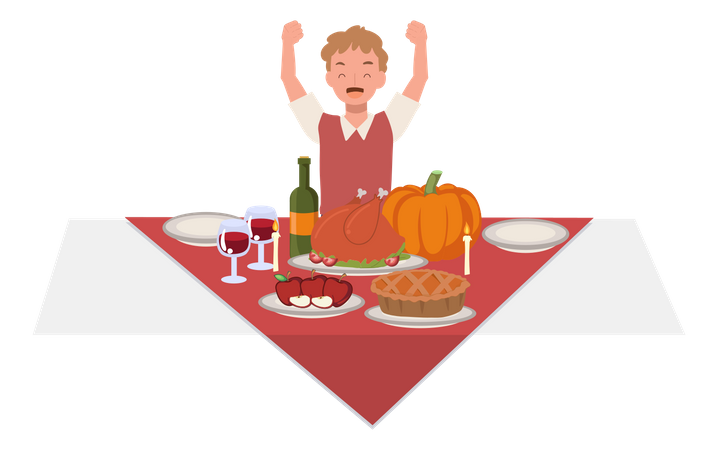 Fête de Thanksgiving en famille  Illustration