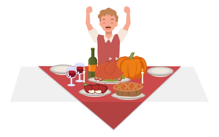 Fête de Thanksgiving en famille  Illustration