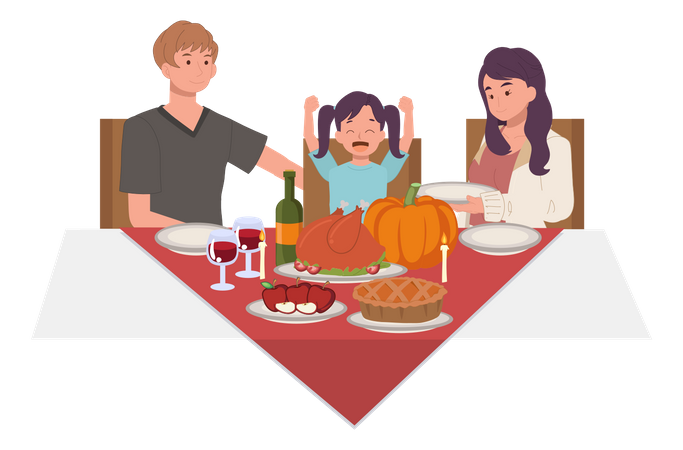 Fête de Thanksgiving en famille  Illustration