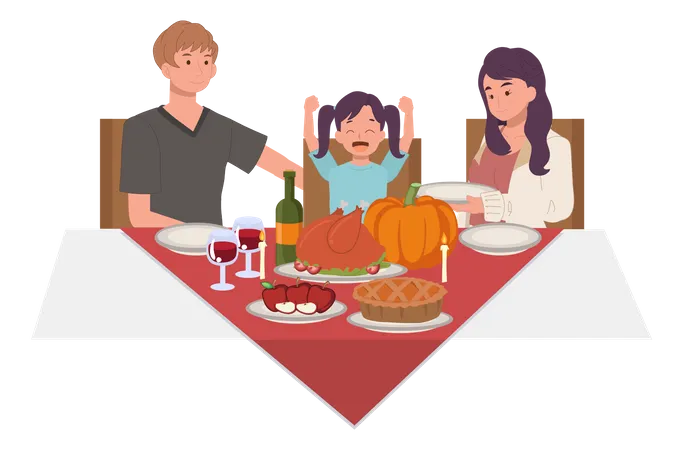 Fête de Thanksgiving en famille  Illustration