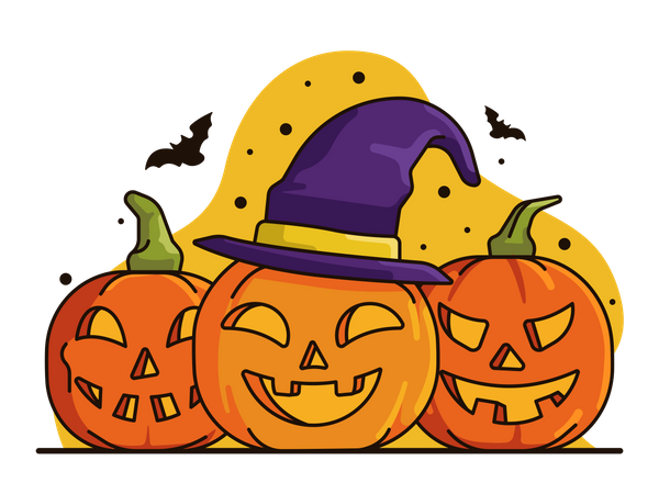 Fête d'Halloween avec décoration de citrouille  Illustration
