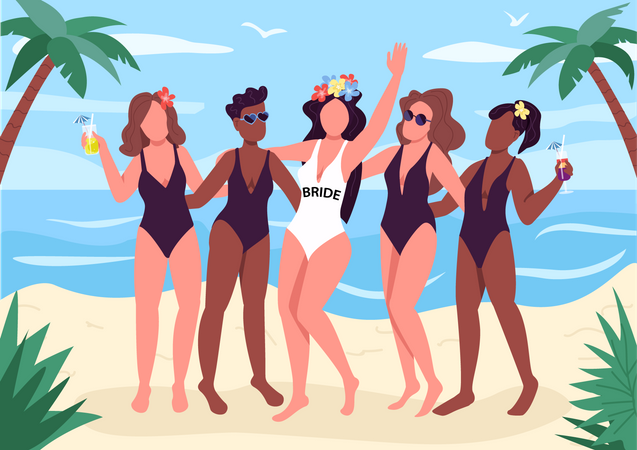 Fête sur la plage  Illustration