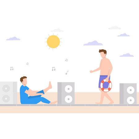 Fête sur la plage  Illustration