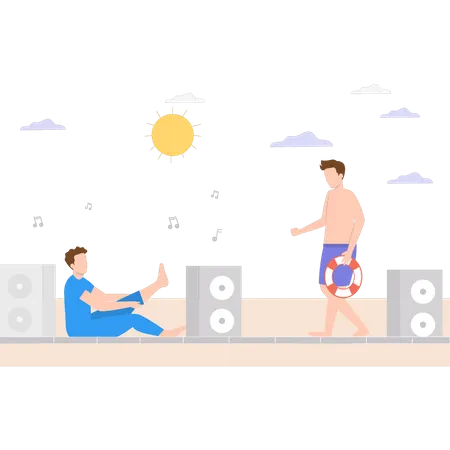 Fête sur la plage  Illustration