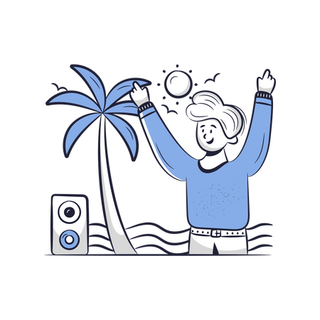 Fête sur la plage  Illustration